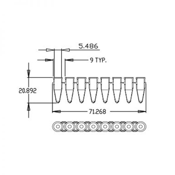Multi 0.2 ml Single PCR Tube, Curved Cap Natural, 3x 1000/pkg - Image 2